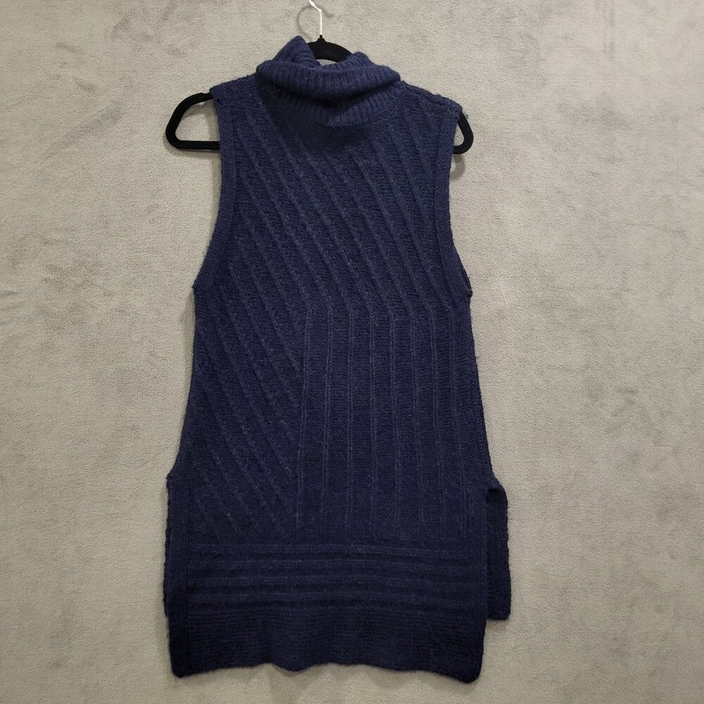Derek Lam 10 Crosby Sweater Dress‎ Medium Blue Crotchet Alpaca Wool Turtleneck